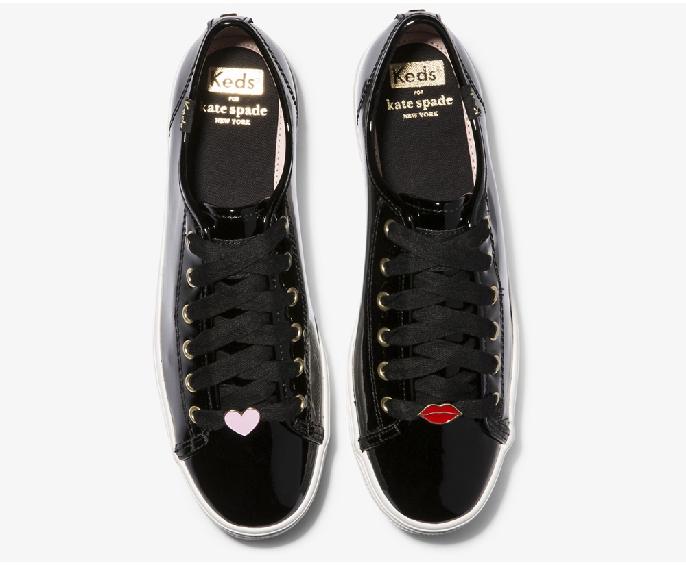 Zapatillas Keds Mujer Negras - Kate Spade New York Triple Kick Patent Cuero - 246-OWMQZR